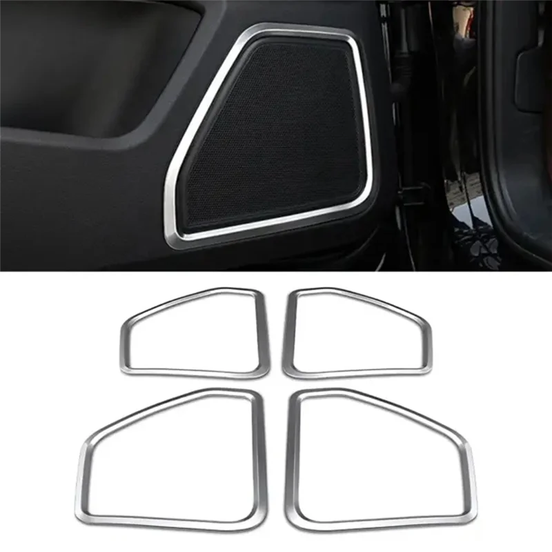 

For Porsche Macan 2015-2021 Silver ABS Door Speaker Horn Ring Frame Cover Trim Parts