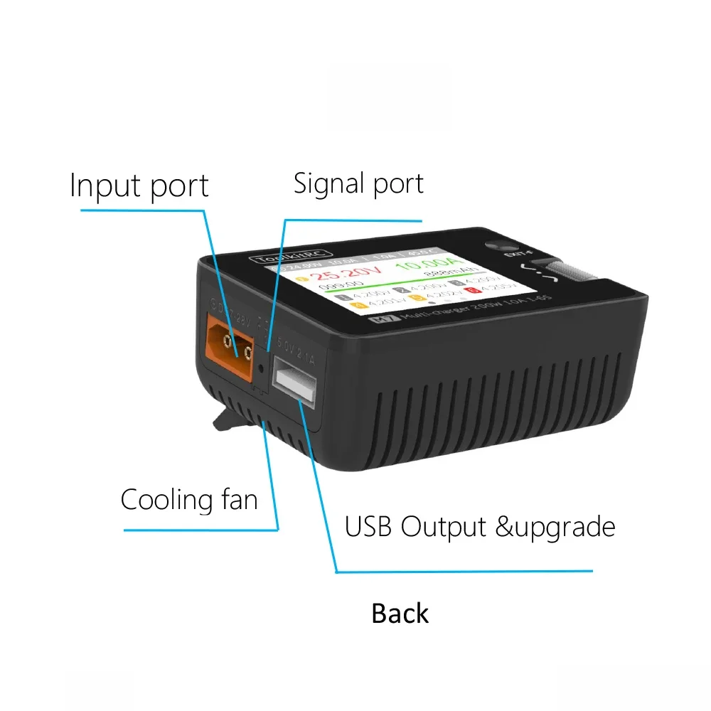 ToolkitRC M7 200W 10A Ładowarka DC Balansująca Rozładowarka Zasilacz do Akumulatorów Lipo 1-6S z Kontrolą Napięcia Serwo Test ESC Odbiornik