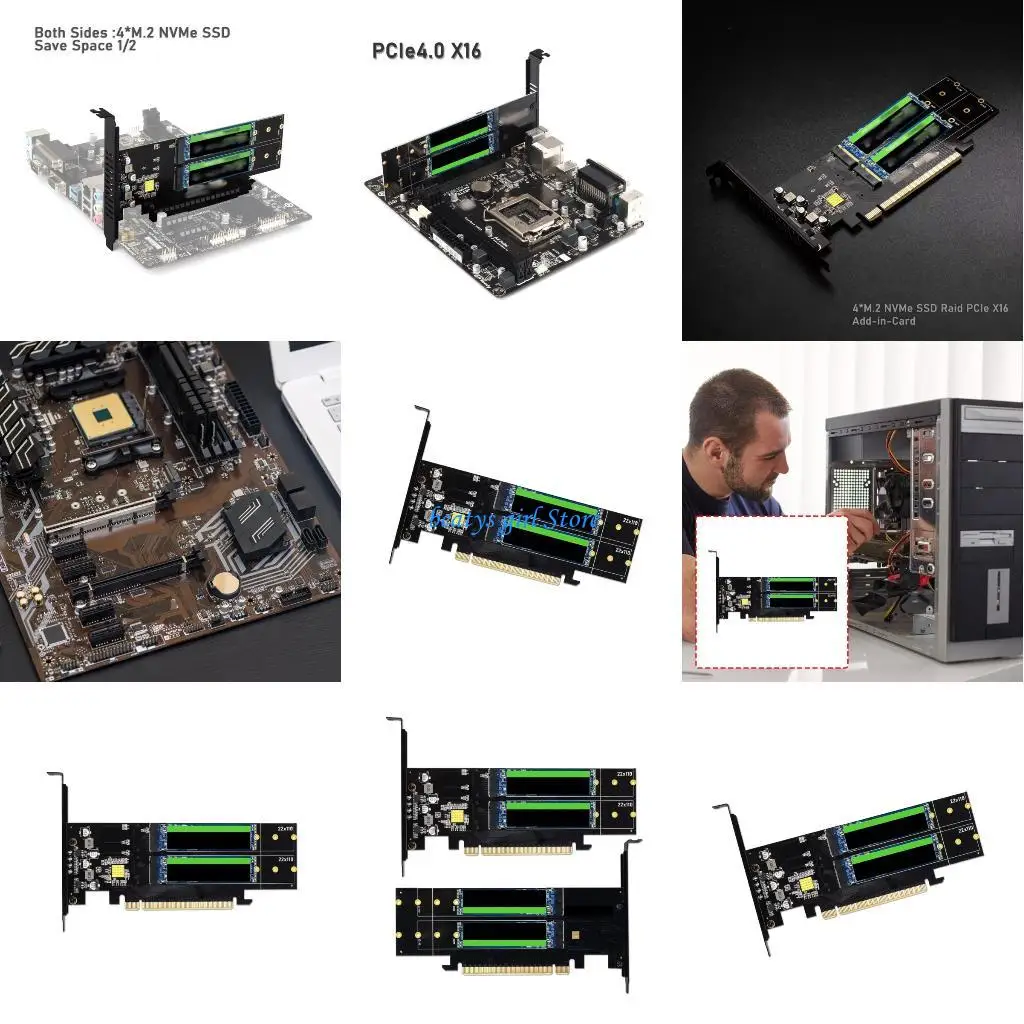 

C7AB Four Bay PCIe X16 NVMe M.2 Expansion Adapter Supporting Fast Speed Data Transfer 22110 64GT/s Data Transfer Board