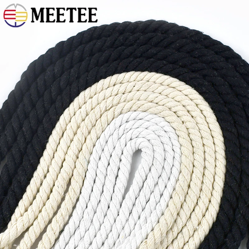 Cordon en coton pour sac à main, 2/5/8/10 mètres, 3 actions, corde torsadée, bagages, décoration de maison, cordons tressés, bricolage, accessoires de couture pour macramé
