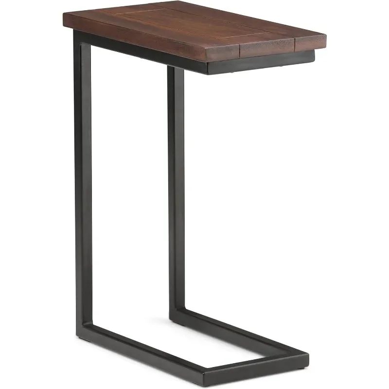 

Skyler SOLID MANGO WOOD and Metal 18 Inch Wide Rectangle C Side Table in Dark Cognac Brown, Fully Assembled, For the Living