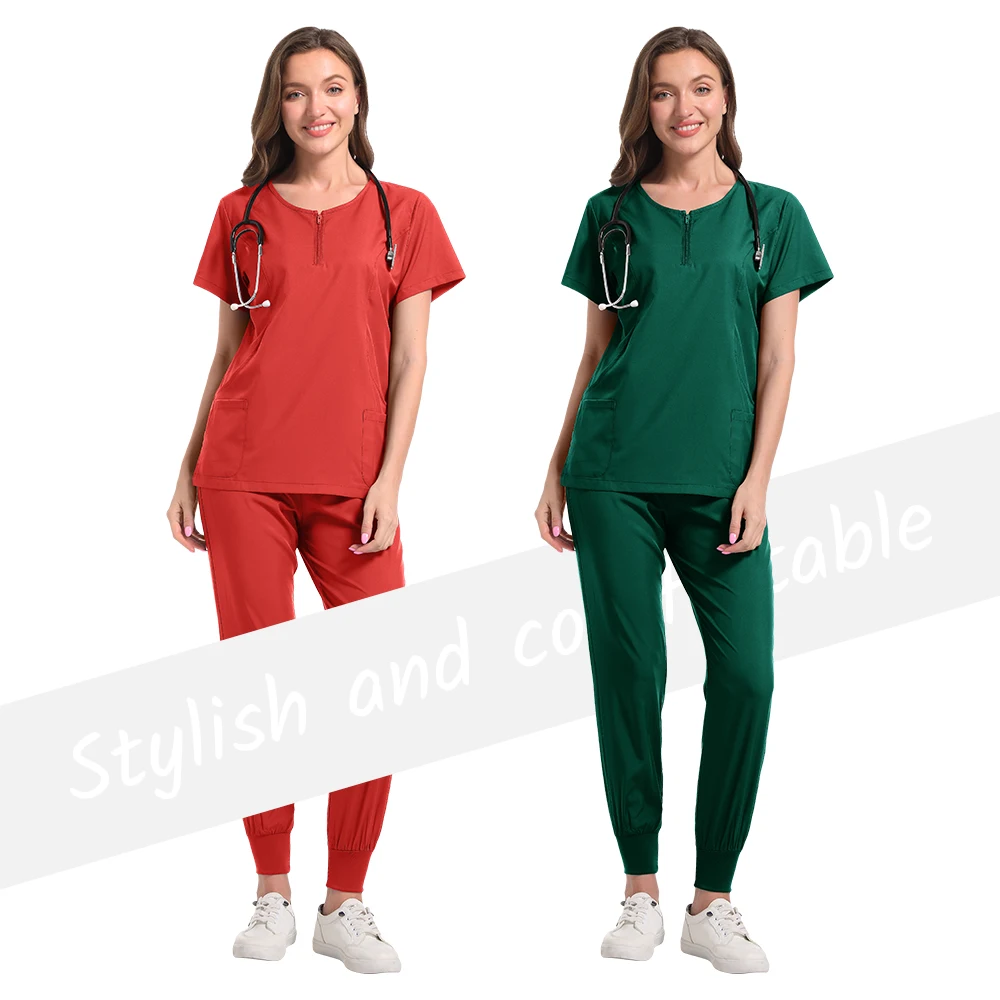 Uniformes quirúrgicos para mujer, conjunto de ropa de trabajo para enfermera médica, salón de belleza, Top clínico y pantalón, traje de túnica de