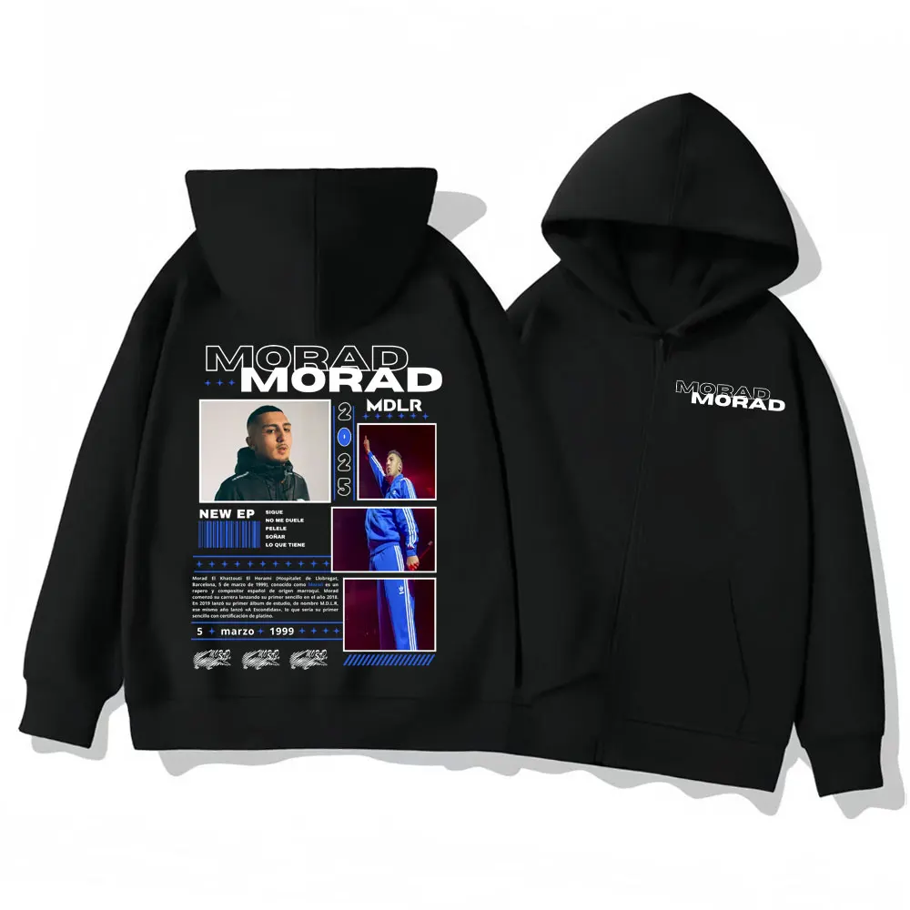

Rapper Morad M.D.L.R Tour 2025 Zipper Hoodie Men Women Clothing Fashion Hip Hop Zip Up Sweatshirts High Quality Fleece Pullovers