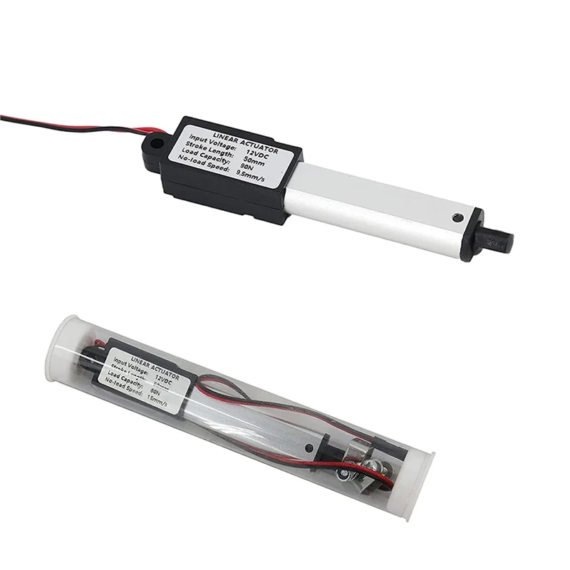 Actuador microlinear AA08-10X, carrera de 2 pulgadas, 90N/20,3 libras, velocidad 9,5 Mm/S Actuador lineal de motor de actuador eléctrico 12V