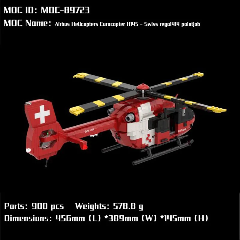 MOC-89723 Rescue Helicopter 900 Parts Self-locking Building Block Model Building Puzzle Birthday Christmas Toy Gift Ornaments