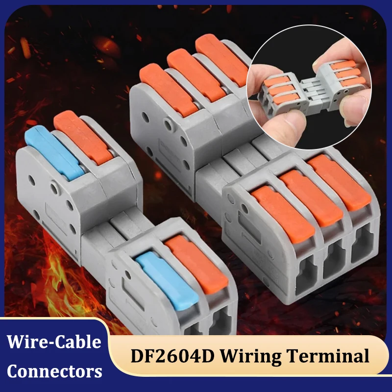

DF2604D Docking Mini Quick Wire Connector Universal Compact Electrical Wiring Connectors Push-in Male Female Butt Terminal Block