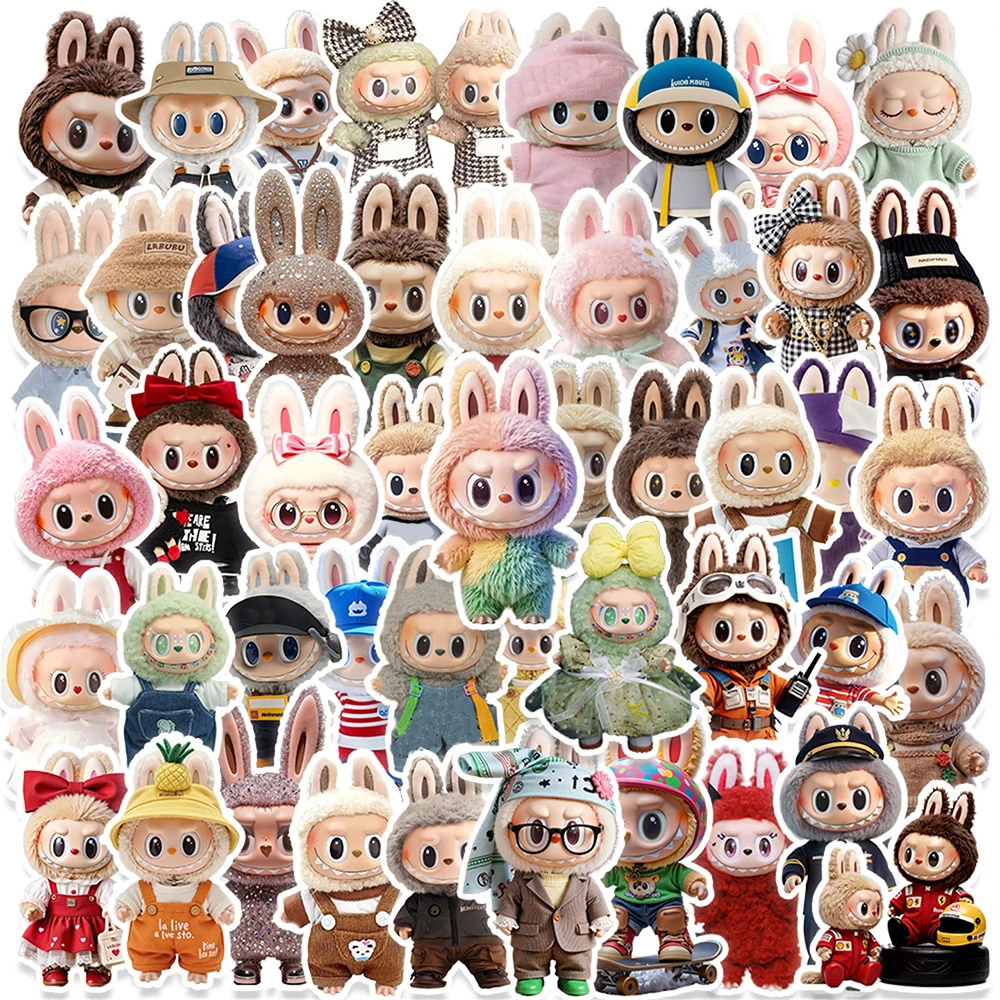 

10/30/50pcs Cartoon Labubu Toy Doll Stickers Waterproof Kids DIY Scrapbooking Phone Suitcase Bike Cute Graffiti Decals Packing