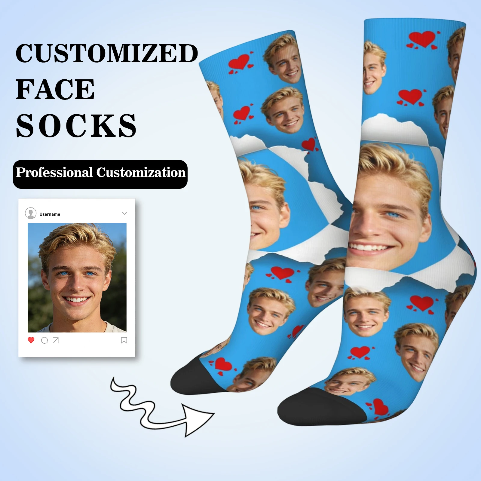 

Personalized funny face socks custom photo face socks as a gift for dad mom friends adult patterned socks