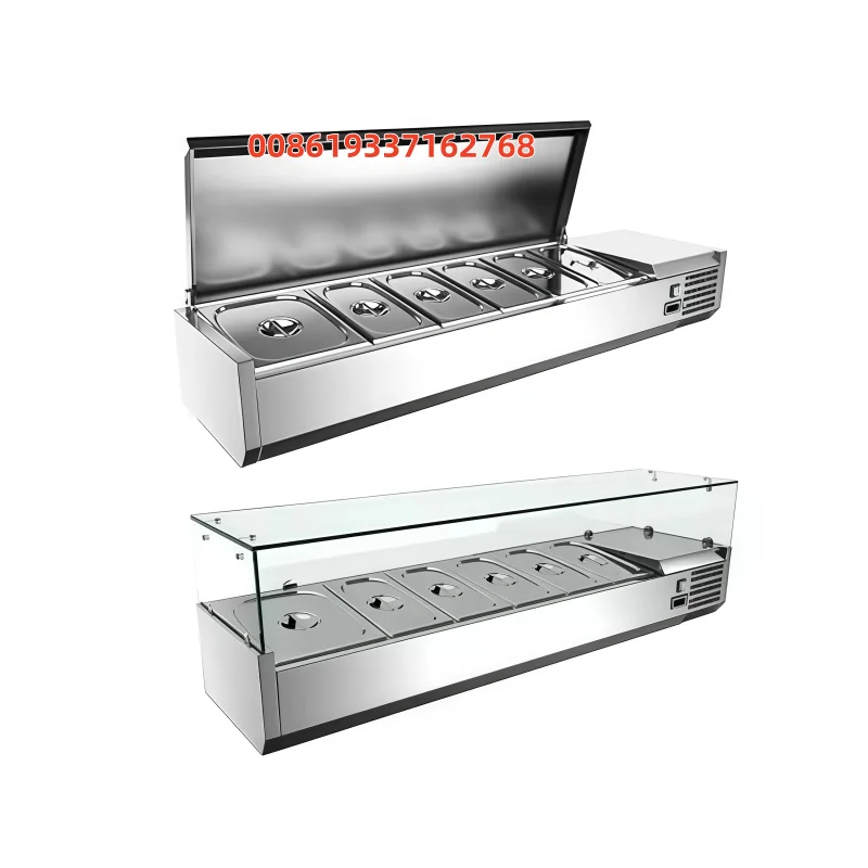 

Коммерческий холодильный прилавок-витрина для салатов из нержавеющей стали с LED-подсветкой, 1,8 м, для ресторанов и кейтеринга