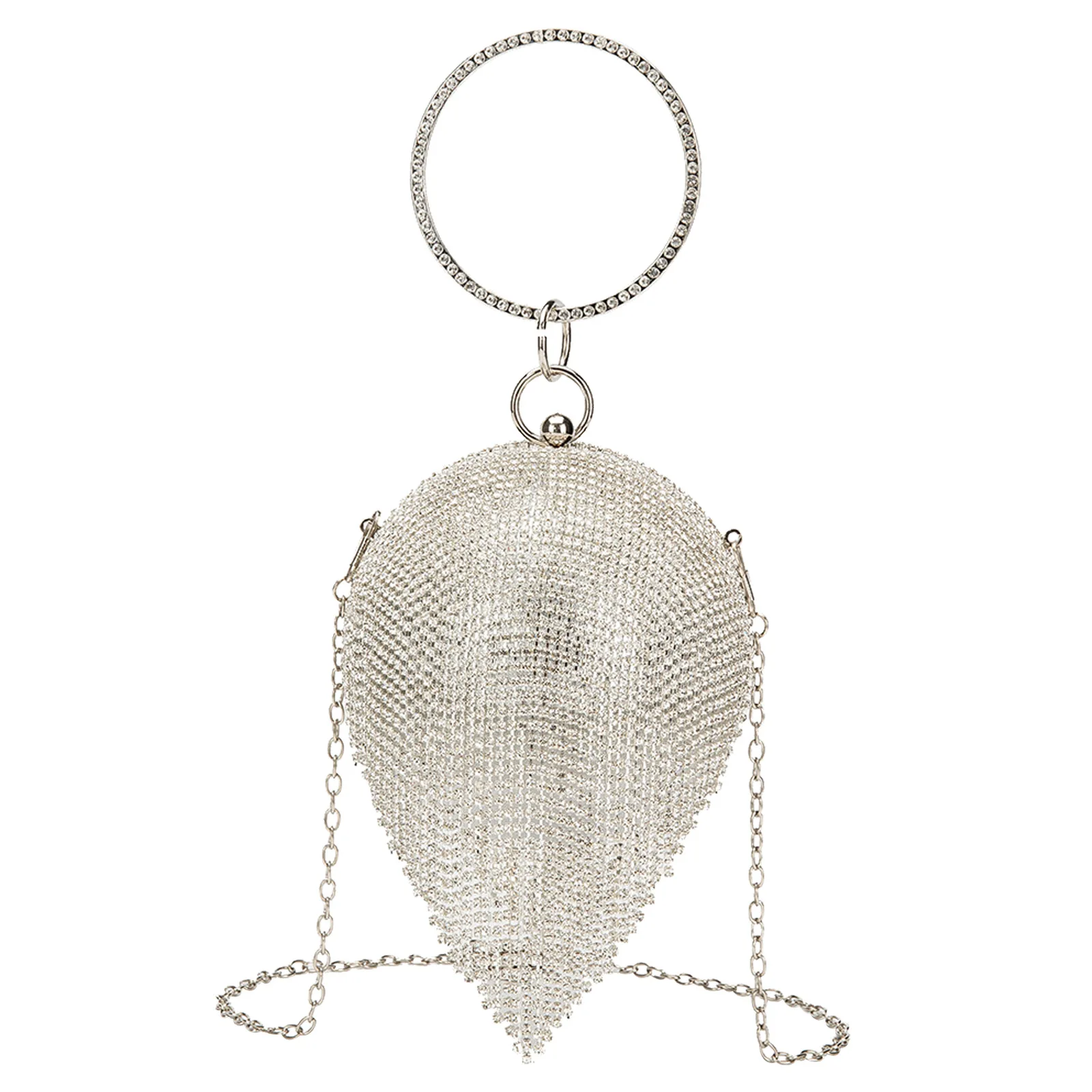 

Stylish Shiny Diamond Round Ball Evening Handbag for Ladies Big Bracelet Hand - carried Ideal for Weddings Parties and Banquets