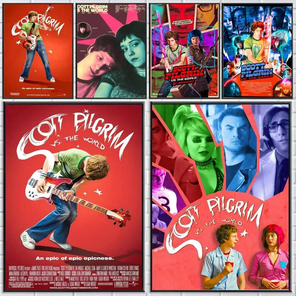 Movie Scott Pilgrim VS The World Poster HD Self-adhesive Waterproof Paper Sticker Suitable For Living Rooms Bedrooms Home Decor