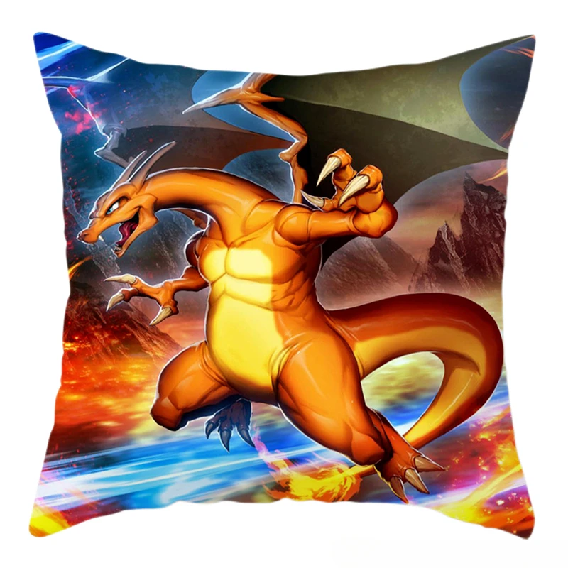 Kawaii Dragon Monster Cushion Cover Anime Pokemon Pikachu Pillowcase Sofa Car 45x45cm Bedroom Decoration Christmas Gifts Toys