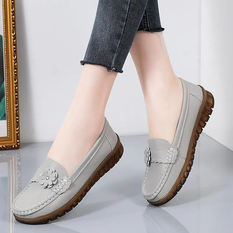 

Genuine Leather Shoes Children 2024 Spring and Autumn New Popular Flat Pumps All-Matching Granny Shoes Student Loafers Sole