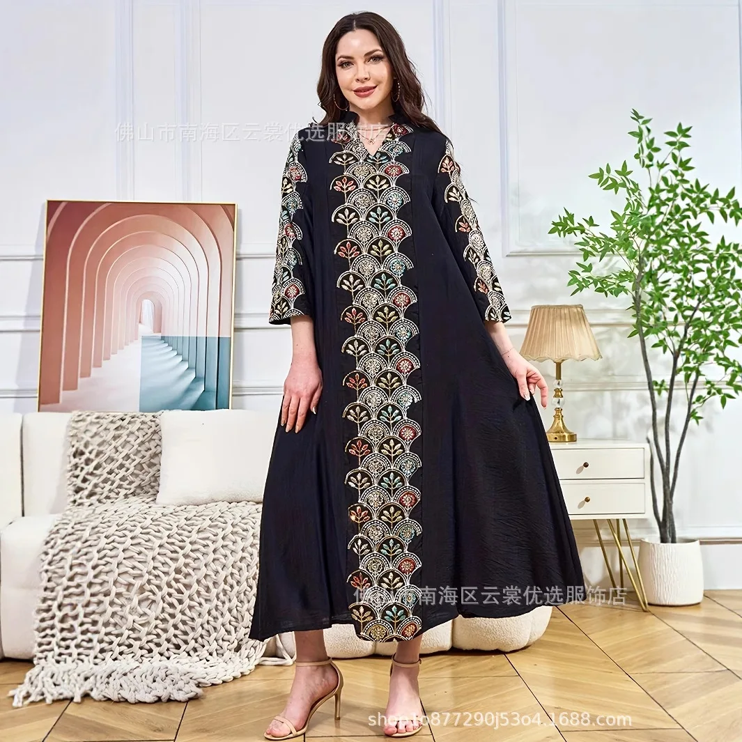 

Дубайское платье для женщин: Абайя для праздника Ид, вечерние платья, исламские наряды, арабские длинные халаты, мусульманские джалабии, римейки, марокканские абайи с пайетками, кафтаны.