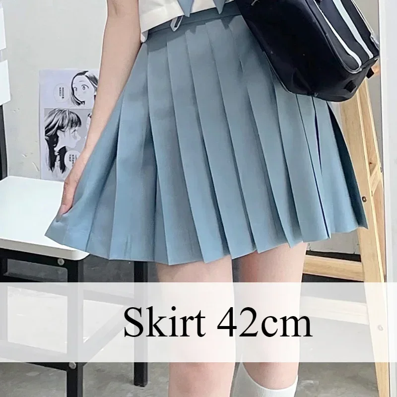 2024 New Japanese JK Uniform Preppy Style Summer and Autumn Blue White Long Short Sleeves Top Pleated Skirt Bow Suit For Girls