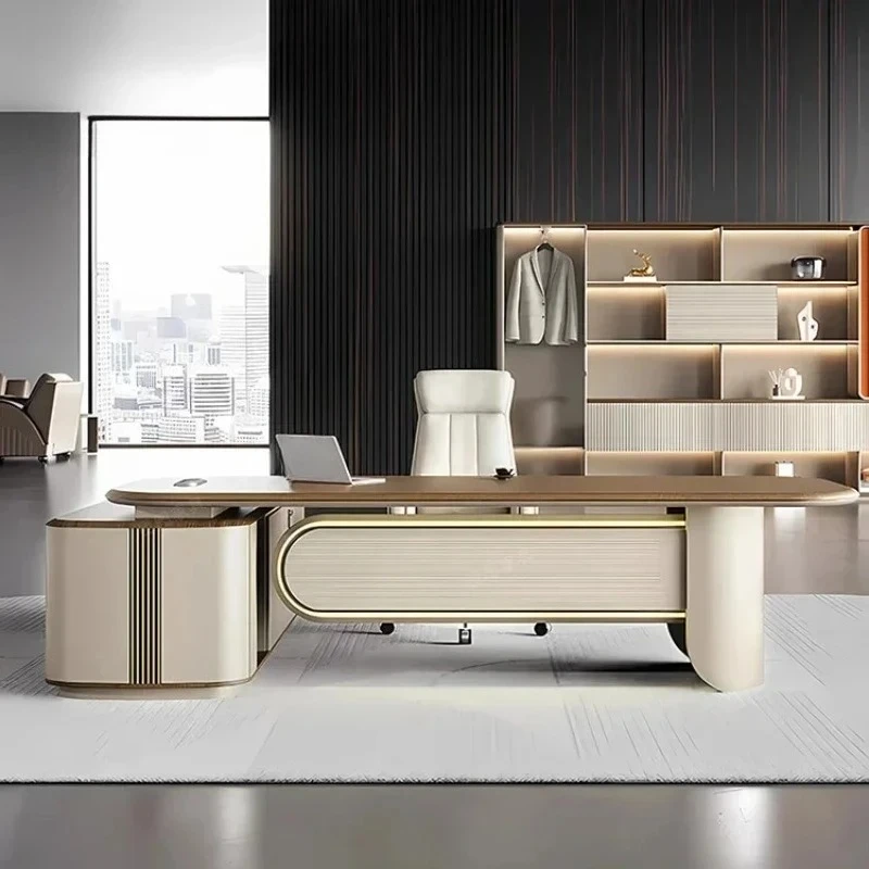 Conference Asthetic Office Desk L Shape European Modern Storage Office Desk High Quality Black  Office Furniture