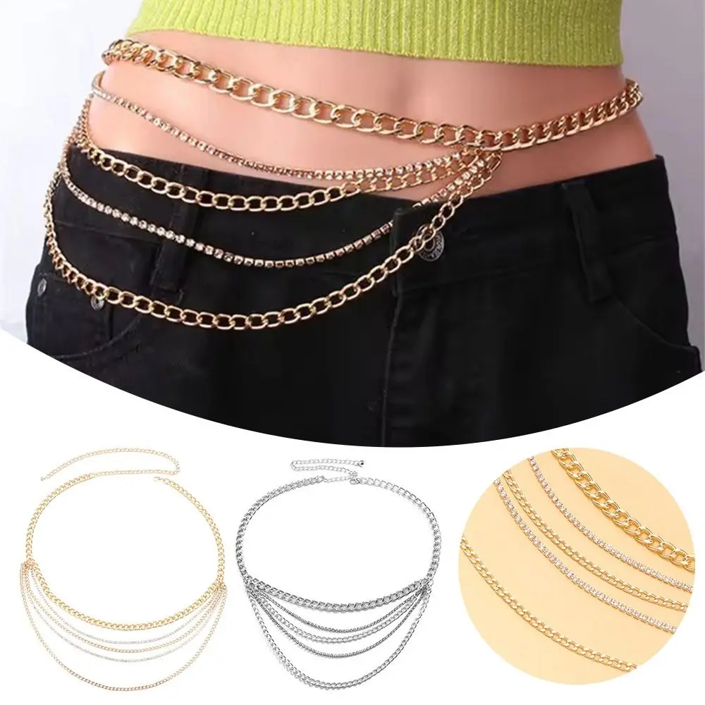 

Fashion Hip Hop Metal Bikini Waist Chain Adjustable Charm Diamond Belly Belt Body Chain Necklace For Female Women Lady Girl