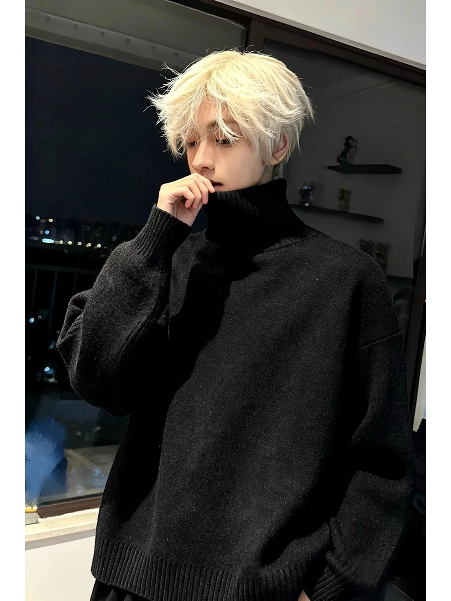 

Мужской свитер с высоким воротником на флисовой подкладке, мягкий, уютный, теплый, вязаный, повседневный, в американском стиле, осенне-зимний, модный