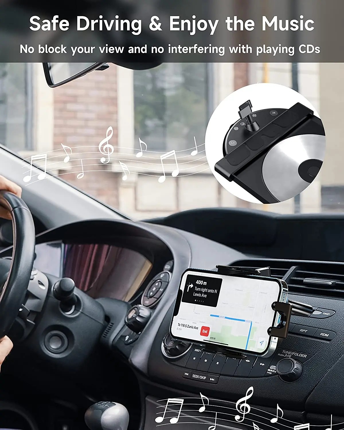 17mm Ball Accessories Car CD Slot Mount Holder Bracket Adjustable Tablet Phone Pad Stand