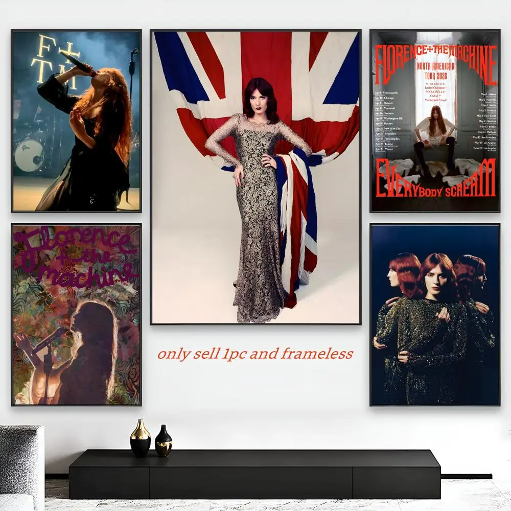 Art Pop Florence singer the Machine Poster HD Self-Adhesive Wall Decor Home Office Dorm Bedroom & More Ideal Gift Choice