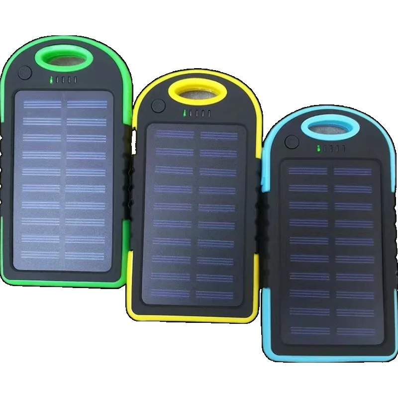 Solar Energy Portable Charger Power Bank 5000mAh External Battery Double USB Life Waterproof Powerbank For  Xiaomi Samsung