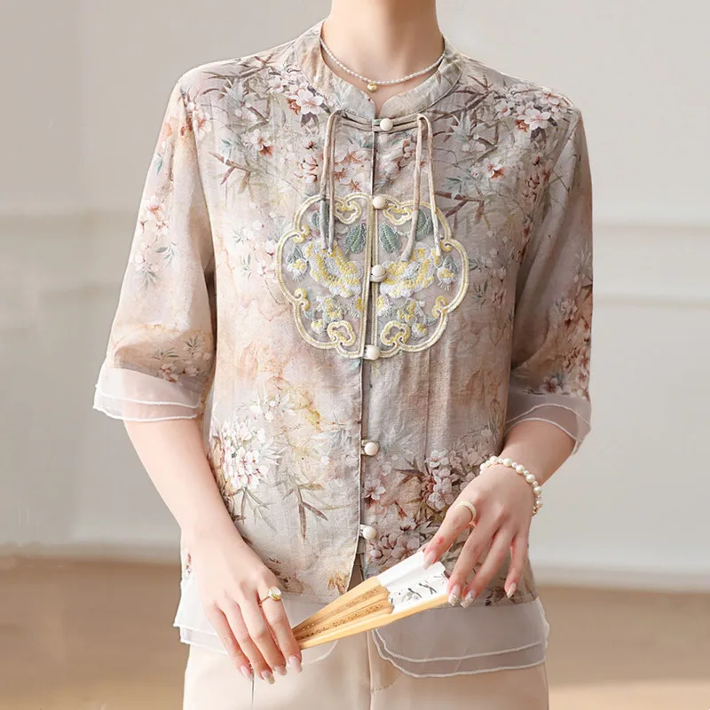 

Thin Chiffon T Shirt Women Chinese Summer T-Shirt Blusas Casual Ladies Tshirt Harajuku Camiseta Mujer Top Tee Woman Clothes