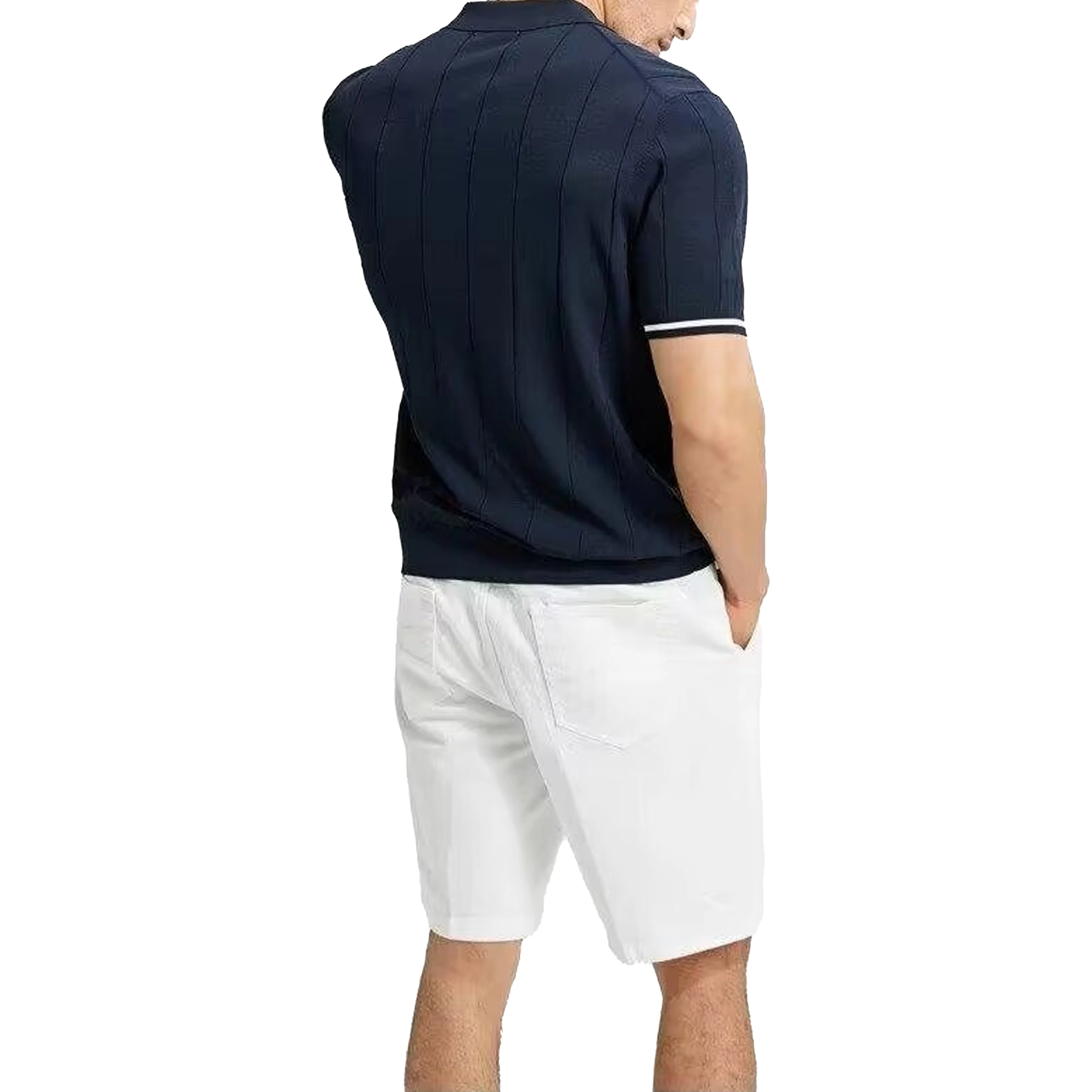 RHCH Men Half Zip Collar Short Sleeve Polo Shirt Bold RHCH Mini Red Embroidery Left Chest Old Money Golf Office Daily Wear view 5