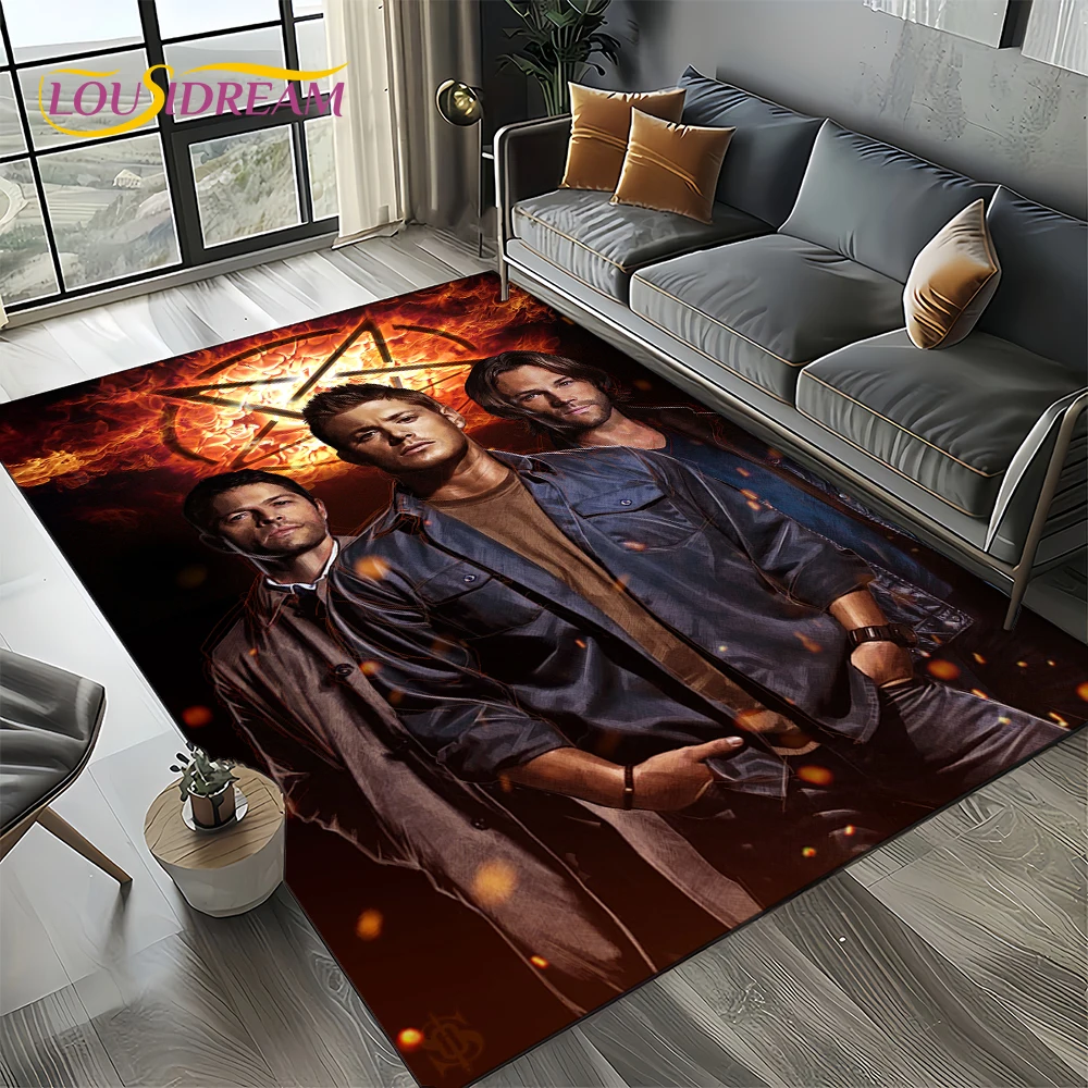 3D SPN Supernatural Sign Dean Sam Carpet Rug for Living Room Bedroom Home Sofa Decoration,Kids Play Area Rug Non-slip Floor Mat