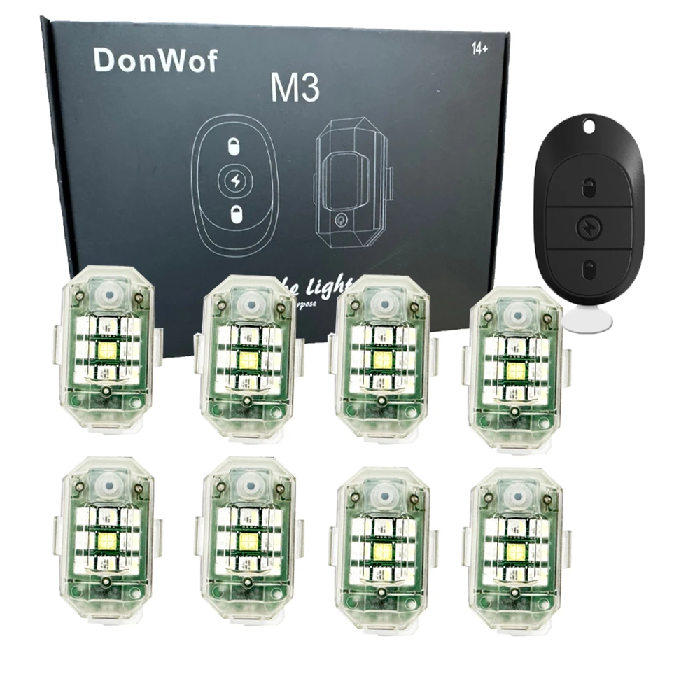 Donwof Strobe Lights M3 For Car Motorcycle Led Flash Anti-collision Warning Lamp Waterproof Wireless Remote Control