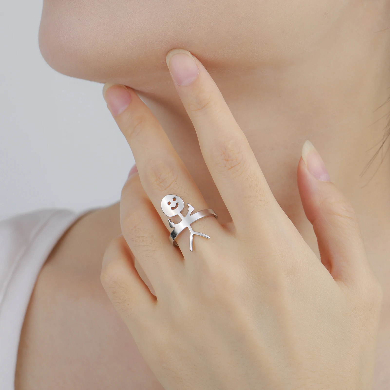 خاتم مفتوح من الفولاذ المقاوم للصدأ للرجال والنساء ، خاتم قابل للتعديل ، إصبع وسطي ، هدية مجوهرات مضحكة ، هيب هوب ، Fuxik أنت #5