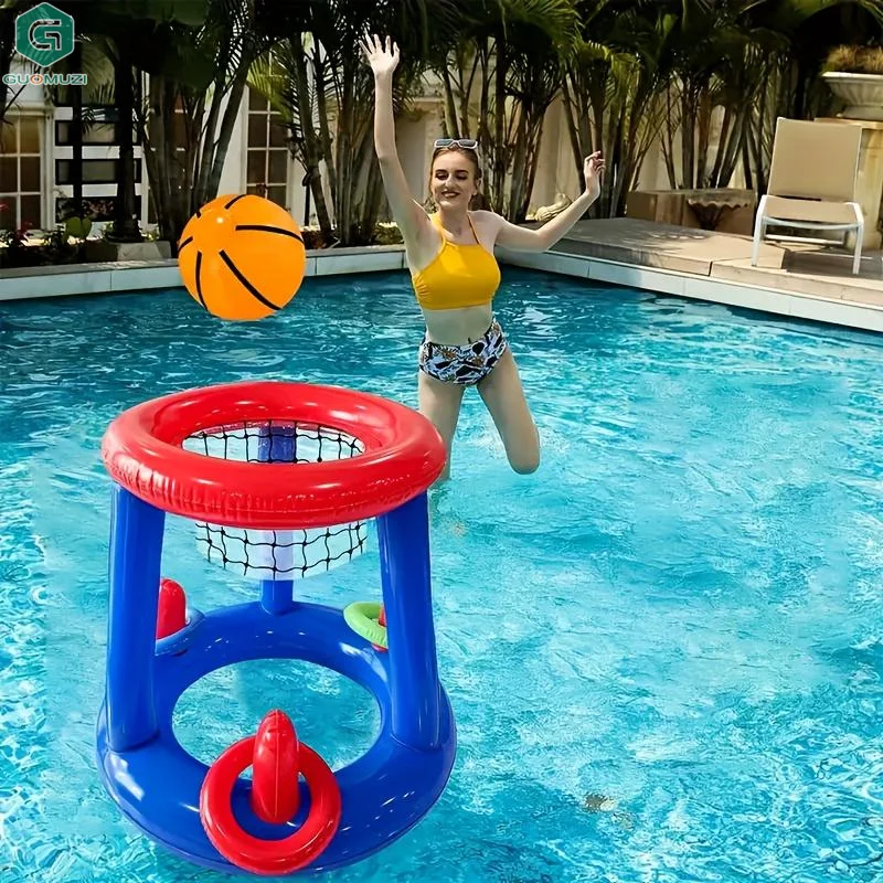 Water Basketball Hoop Swimming Pool Inflatable Toys Floating Basketball Stand Family Throwing Game