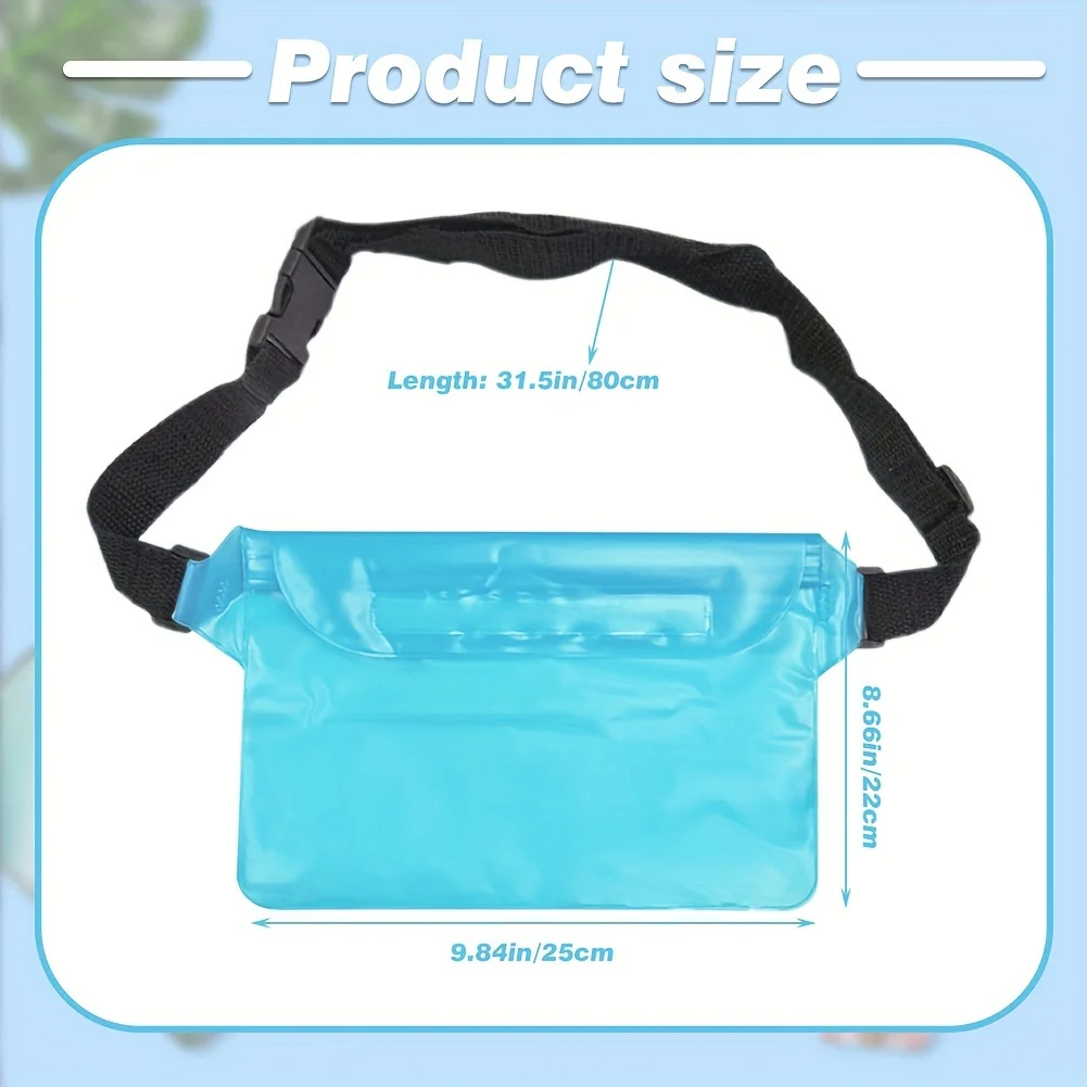 2-Piece Waterproof Phone Pouch With Adjustable Waist Strap - Durable Pvc, Touchscreen Compatible For Swimming & Outdoor Activiti