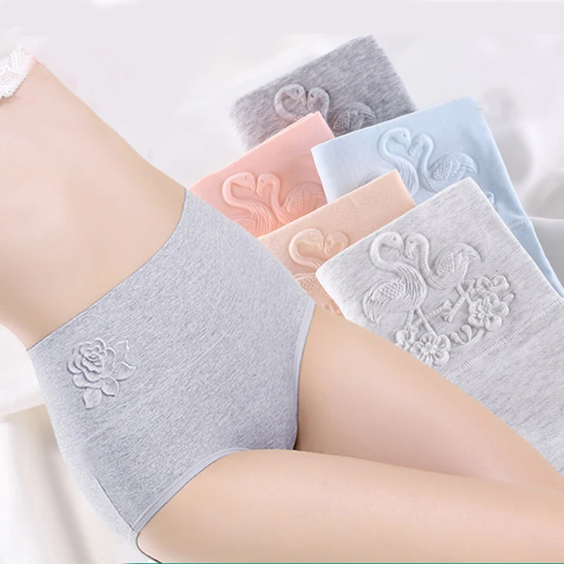 4Pcs/Lot Cotton Panties Women\'s High Waist Underwear Abdominal Plus Size Briefs Girls Female Seamless Underpants Sexy Lingeries