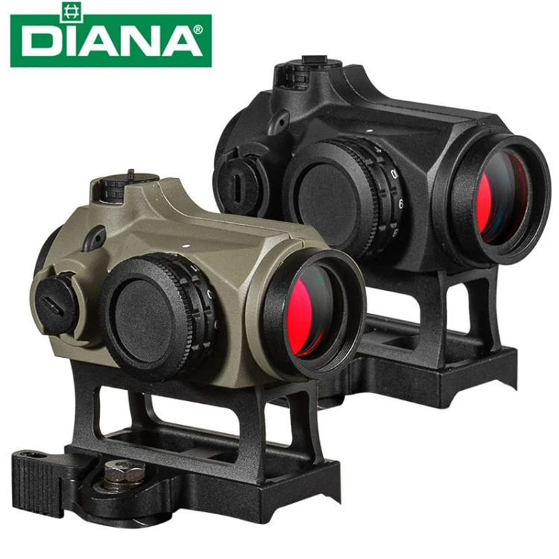 

DIANA 1x22 3MOA 20mm Rubber Armed 11 Level Red W/Picatinny Riser Mount Lower 1/3 Co-witness Picatinny AR15 Red Dot Sight