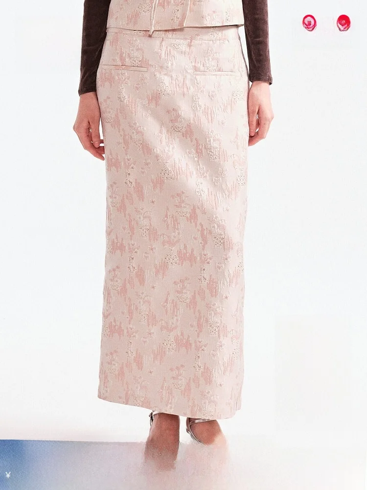 

H&M Women's ter Ne Print Dr Spring 2026 Casual Sle H-Line Midi Skirt New Chinese Sle Embroidered Woven Skirt