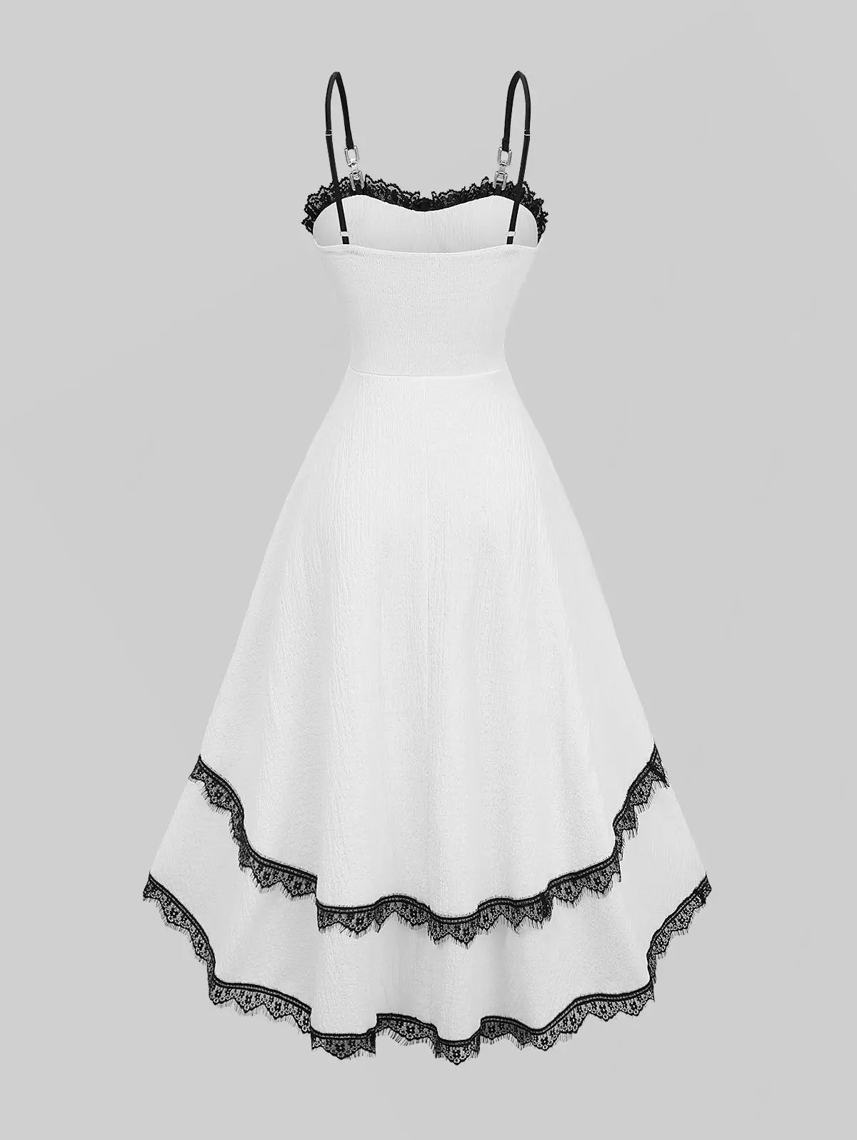 Abiti da canotta casual bianchi Abito da donna con pannello increspato con gancio e occhiello in vita con ciglia in pizzo Abito alto basso con camicetta