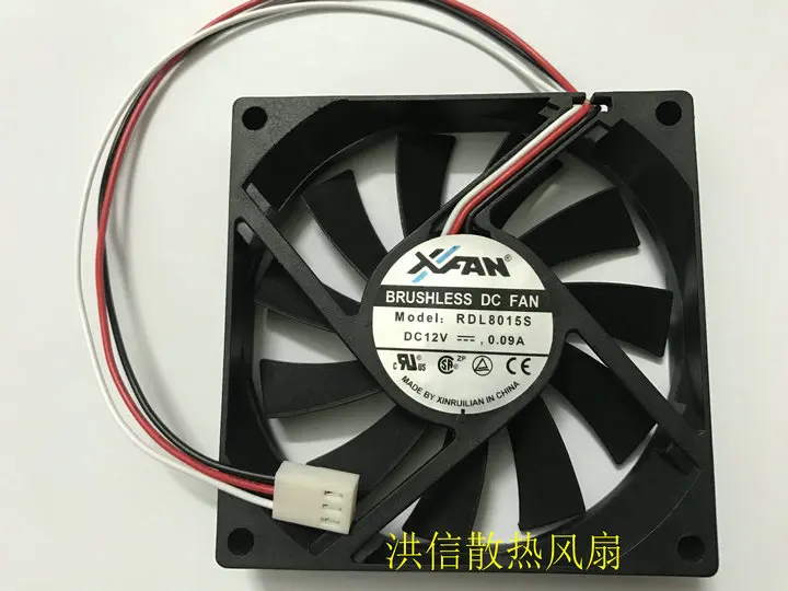 Freight free original XFAN RDL8015S DC12V 0.09A 3-wire 80 * 15MM silent cooling fan