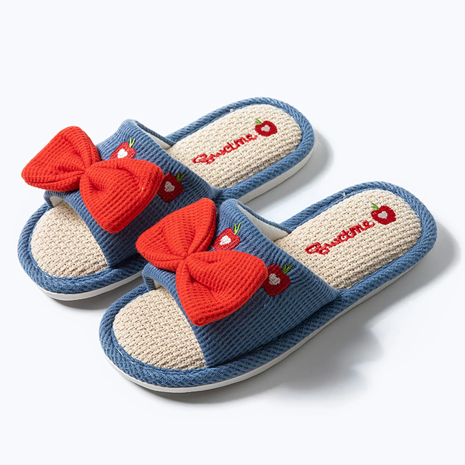 Winter Shoes Women Cute Bow Fur Slippers House Cotton Indoor Wooden Non Slip Fuzzy Animal Slippers Bedroom Cotton Plush Slippers