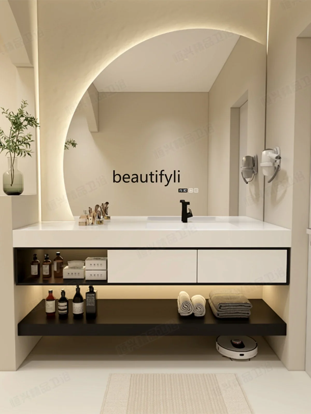 Stone Plate Ceramic Seamless Whole Washbin Bathroom Cabinet Combination Bathroom Sink Wash Inter-Platform Basin