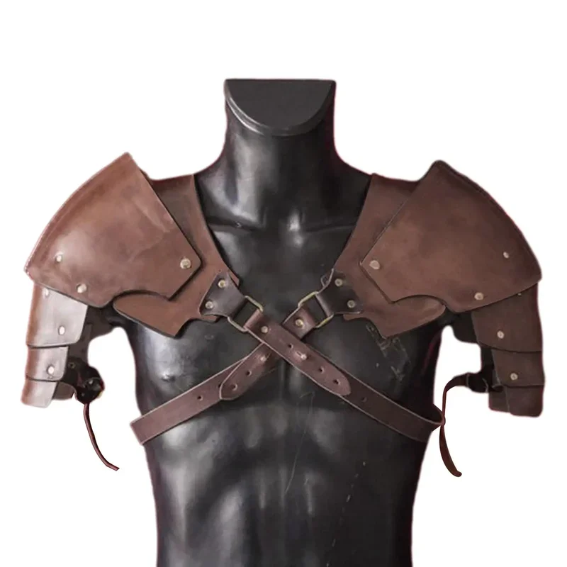 Cosplay Medieval Costumes Props Faux Leather Shoulder Cover Cape Pauldron Knight Adjustable Buckle Steampunk Halloween Dress *.1