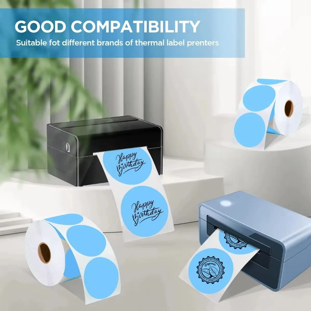 Thermal Stickers-600 Labels/1 Roll 2 Inch Circle Thermal Sticker Labels Self-Adhesive Round Direct Thermal Multi-Purpose Roll