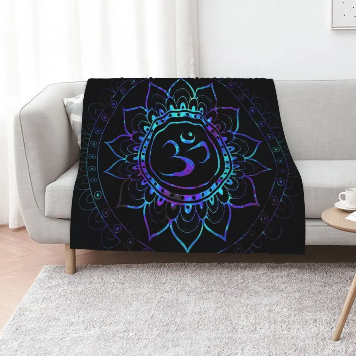 

Om Mandala: Purple Teal Blue Galaxy Throw Blanket halloween for babies Decoratives Luxury Brand Blankets
