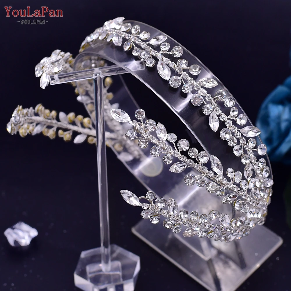 YouLaPan-Diadema con diamantes de imitación para mujer, Diademas nupciales accesorios para el cabello de boda, tocados de diadema de concurso, adornos para el cabello, HP496