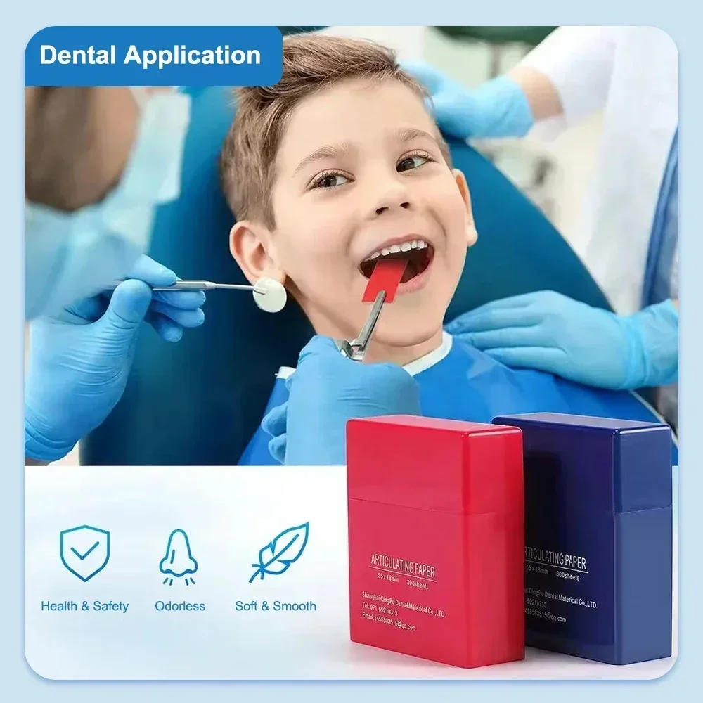 ELIJAH 300 Sheets Dental Articulating Paper 55*18mm Blue Red Double-sided Bite Strips Oral Teeth Whitening Material Dental Tools - Image 6