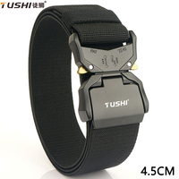 TUSHI Belt Elastic Military Belt Aluminum Alloy Quick Release Buckle Strong Nylon Tactical Belt For Men Accessories Male 4.5CM