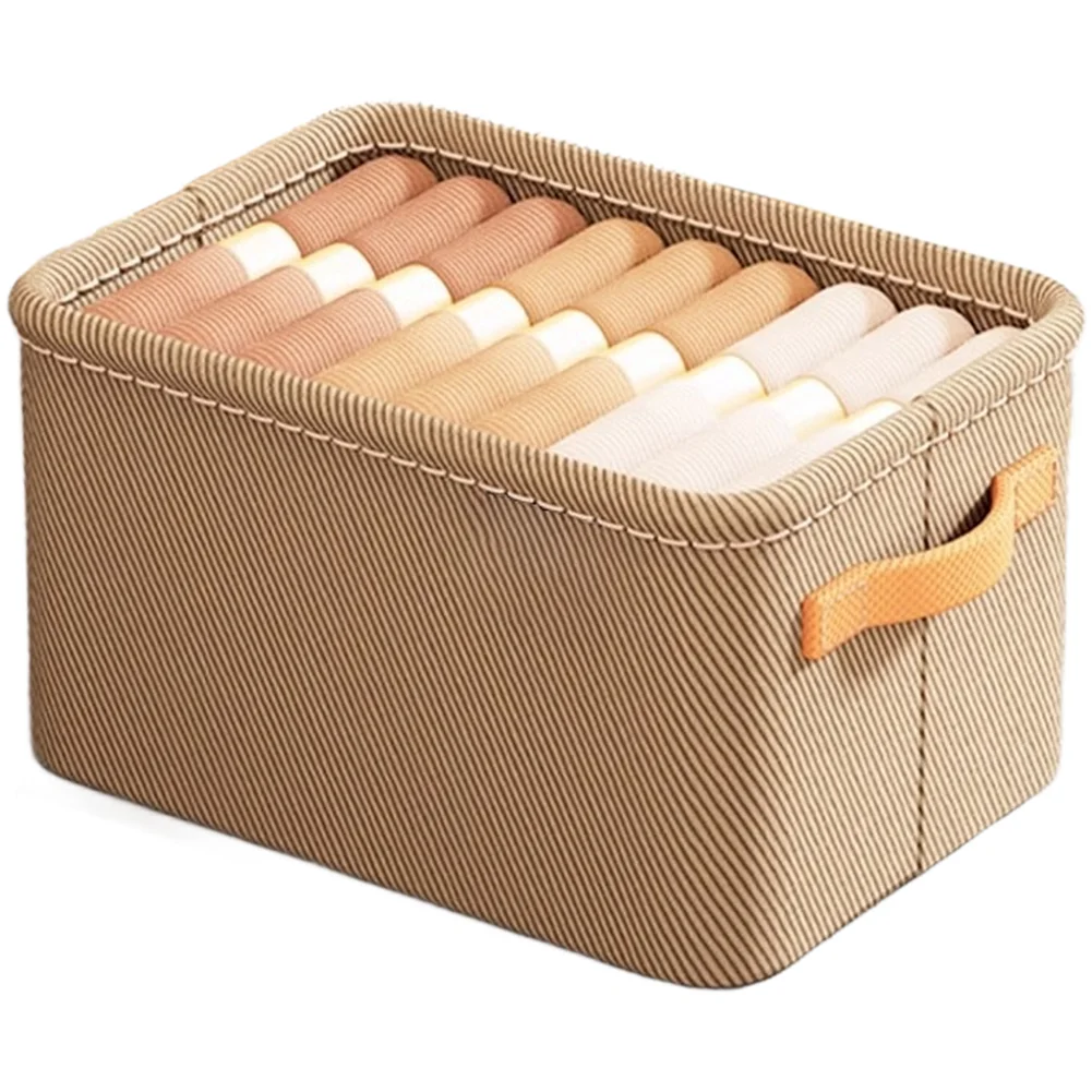 Steel Frame Foldable Storage Basket Non Woven Fabric For Clothes Organizer 35x25x22cm Khaki Smoke Gray Two Piece Set
