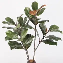 Large Artificial Magnolia Plant Rubber Leaves 2 Forks Simulated Magnolia Tree Branch Handmade 110cm Artificial Plants