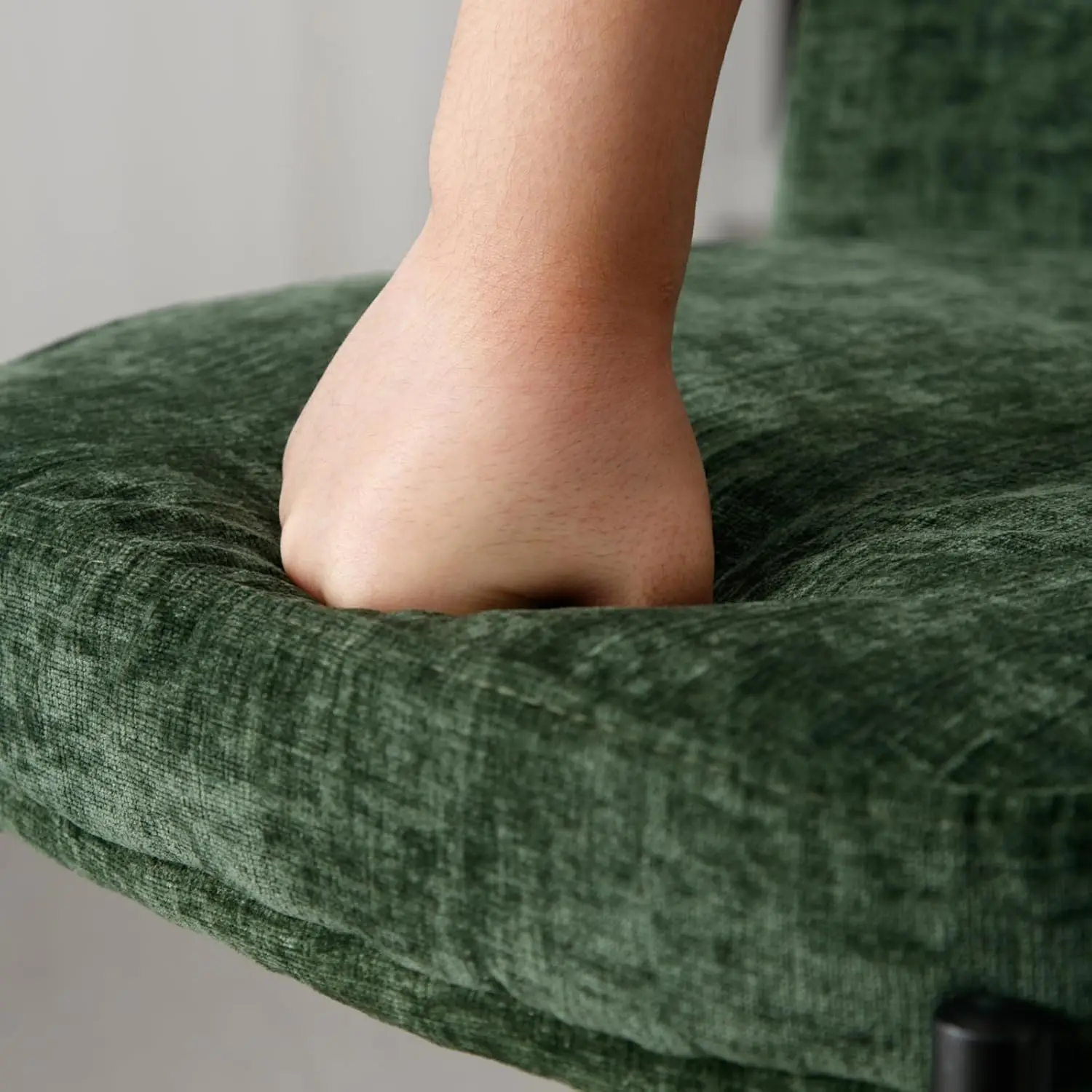 26" moderne Chenille-Thekenhocker, 2er-Set, grün gepolsterte Barhocker in Boucle-Thekenhöhe mit bequemer Rückenlehne, hoher Esszimmerstuhl