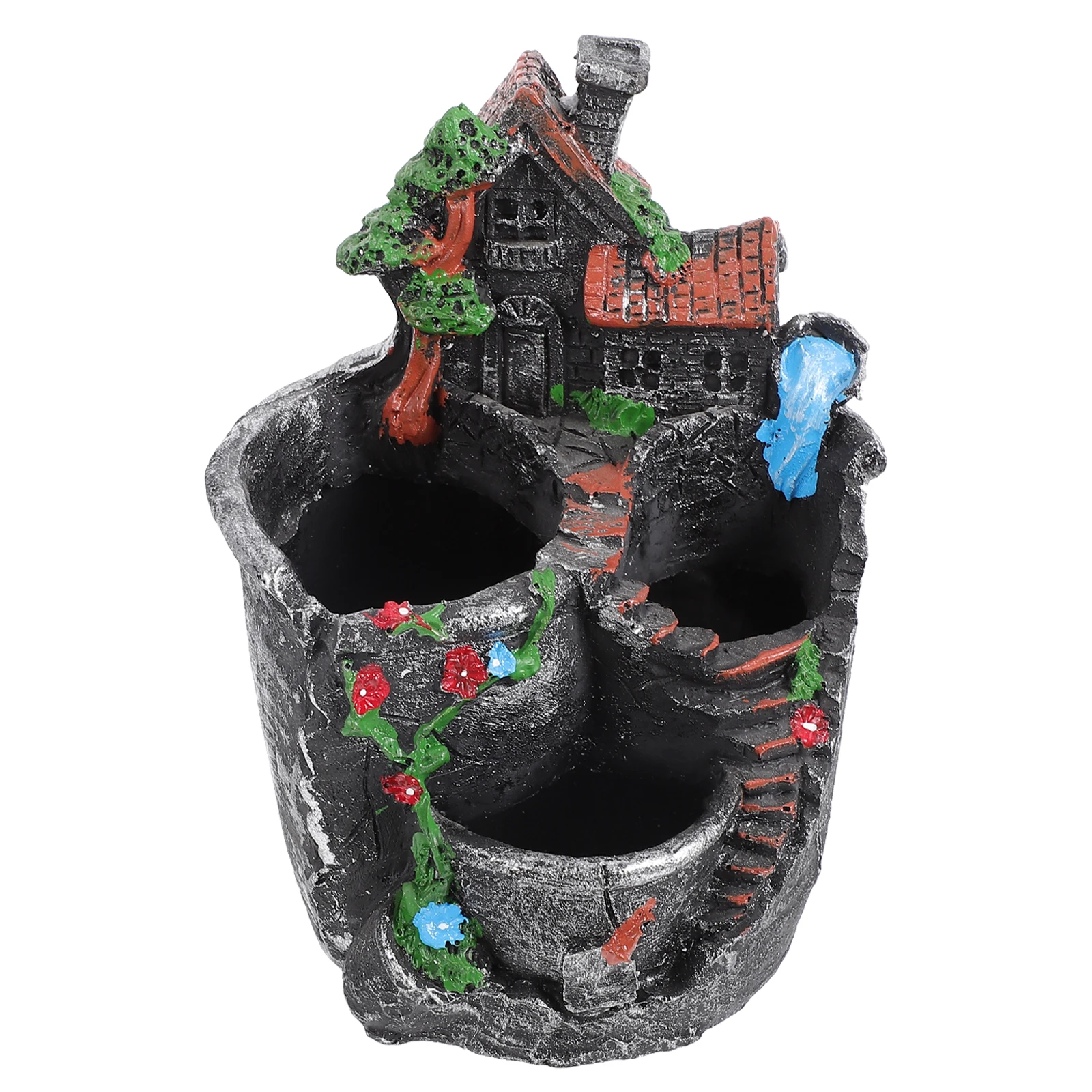 

1pc Creative Small House Flower Pot Decorative Resin Material Stylish Eco Friendly Succulent Bonsai Adornment