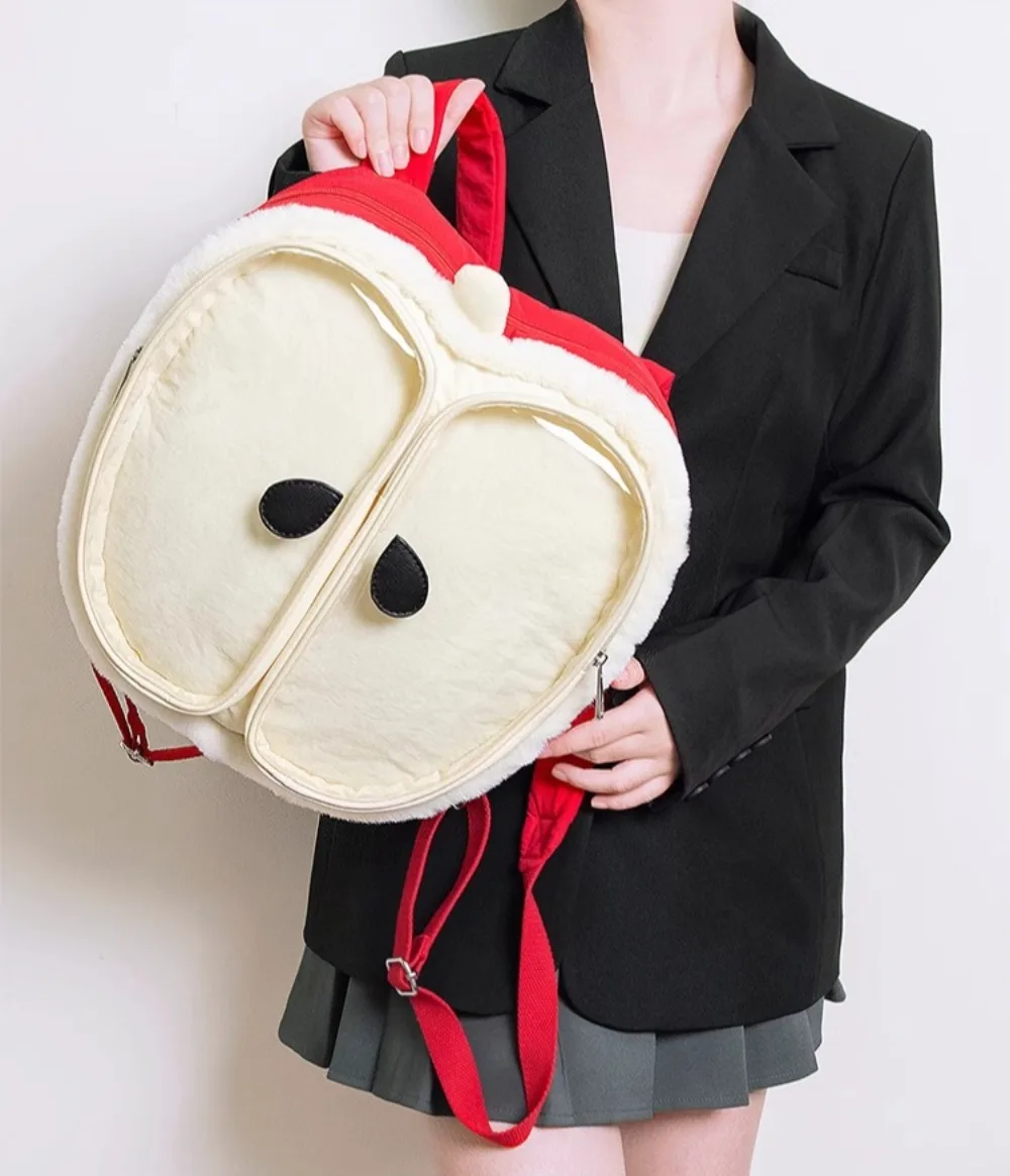 

Soft Plush Apple Tote Mochilas Mujer Large Capacity Mochila Lightweighte Bag Sweet Cool Girls Backpack Novelty Bags for Woman